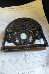 Crown Cast Iron and Wood Antique Toilet Roll / Paper Holder