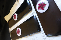 Three Art Deco Bakelite Door Finger Plates - Resin Flowers