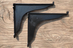 8" Reclaimed Black Industrial Cast Iron Shelf Wall Brackets