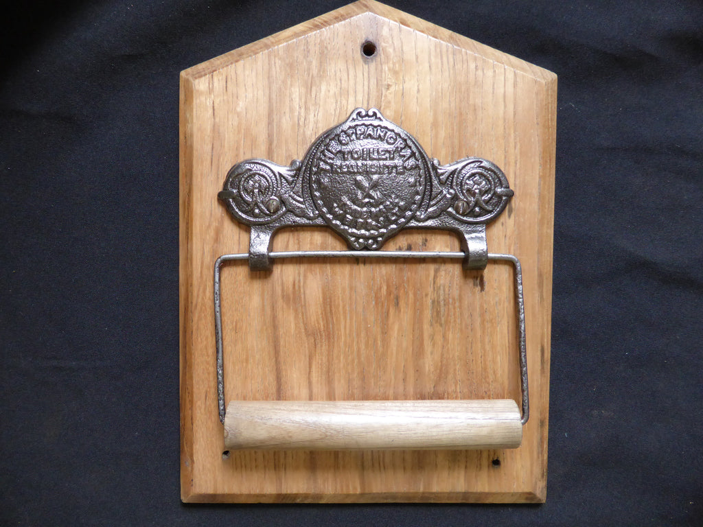 St Pancras Cast Iron and Wood Antique Toilet Roll / Paper Holder