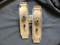 Large 9" Art Deco Bronze / Brass Door Handles - 5 Pairs available