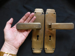 Large 9" Art Deco Bronze / Brass Door Handles - 5 Pairs available