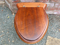 Restored Antique Mahogany Wooden Toilet Seat with Lid