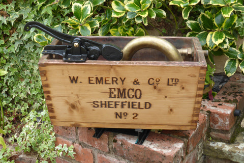 "Emco-Sheffield" - Restored Wooden High Level Toilet Cistern Brass & Copper