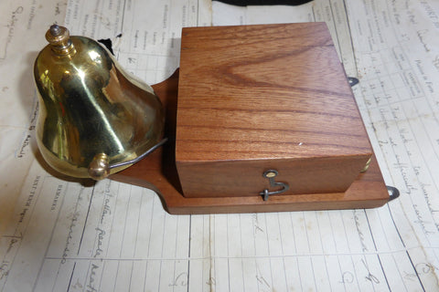 Vintage Wood & Brass Electric Conical Doorbell