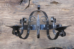 Pair Gothic Wrought Iron Wall Lights / Candle Holder