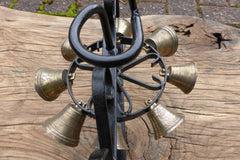 Vintage Wrought Iron Revolving Multi-Chimes - Spanish Revival Brass Door Bells