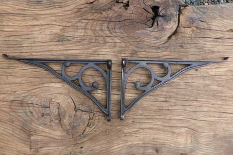 9 3/4" Reclaimed High Level Cast Iron Toilet Cistern Brackets - Industrial