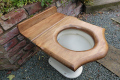 Oak High Level Throne Shaped Toilet Seat - Aged look