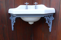 Victorian Corner Sink with Cradle & Brackets, Taps & Plug - 1893
