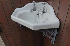 Victorian Corner Sink with Cradle & Brackets, Taps & Plug - 1893