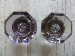 Rare Antique Amethyst Glass & Brass Door Knobs Circa 1800