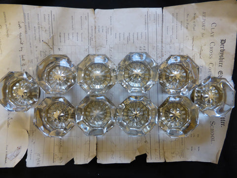 5 Pairs Antique Octagonal Glass Door Knobs Circa 1901