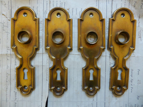 2 Pair Victorian Brass Door Backplates / Finger plates Circa 1900