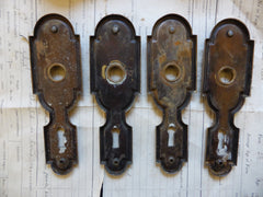 2 x Pair Victorian Brass Door Backplates / Fingerplates Circa 1900