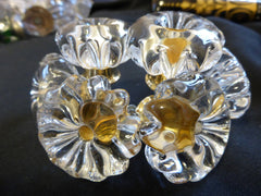 Six Vintage Flower Glass Drawer Knobs 1970s