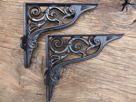 9" Ornate Antique High Level Cast Iron Toilet Cistern or Shelf Brackets