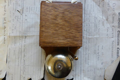 Restored Antique Golden Wood & Brass Electric Doorbell - 12 volts