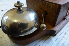 Restored Antique Golden Wood & Brass Electric Doorbell - 12 volts