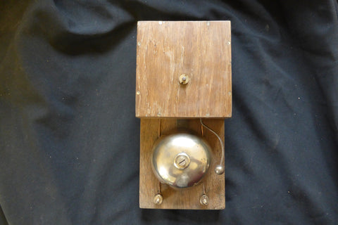 Large Restored Antique Wood & Brass Electric Doorbell - Steampunk