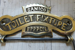 Solid Brass and Wood Antique Toilet Roll / Paper Holder 'Sanico'