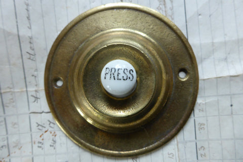 Vintage Brass Electric Door Bell Push - 3 1/2"