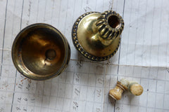 Ornate Antique Brass & Bone Electric Butler Bell Box Push - Light Pull