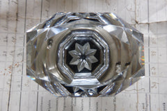 5 pairs Art Deco Diamond Cut Glass Oval Door Knobs + Nickel Backplates