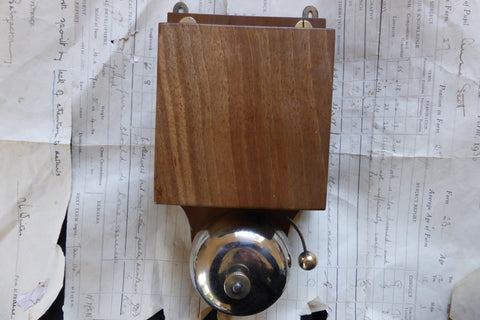 Restored Antique Golden Wood & Steel Electric Doorbell - 12 volts