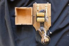 Restored Art Deco Wood & Chromed Brass Electric Conical Doorbell - 3-6 volts