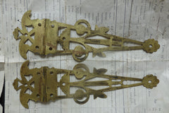 Large Antique Ornate Brass Hinges