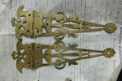 Large Antique Ornate Brass Hinges