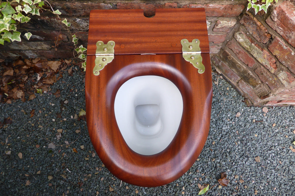Highly Unusual Mahogany High Level Toilet Seat Professionally Restored - Soft Closing