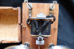 Huge Vintage Wood & Brass Double Telephone Extension Bell