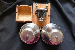 Huge Vintage Wood & Brass Double Telephone Extension Bell