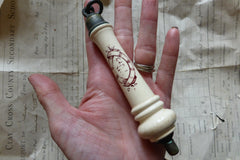 Antique Porcelain High Level Toilet Chain Pull and Handle - unusual shape