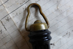 Unusual Black Porcelain & Brass High Level Toilet Cistern Chain Pull