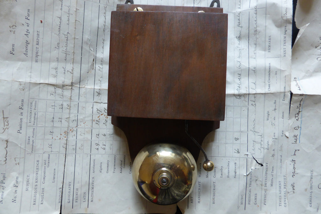 Restored Art Deco Wood & Brass Electric Doorbell - 4 - 6 volts