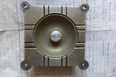 Antique Arts & Crafts Brass & China Electric Door Bell Push - 4"