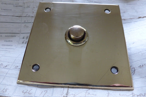 Vintage Square Brass Electric Door Bell Push - Flush