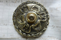 Ornate Antique Brass Electric Doorbell Push - 2 3/4"