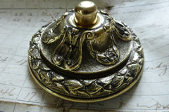 Ornate Antique Brass Electric Doorbell Push - 2 3/4"