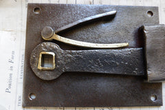 Antique Cast Iron & Brass Cottage Rim Lock Latch