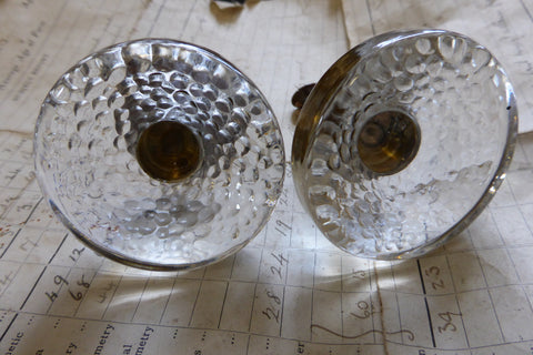 Two Vintage Miller Patterned Glass Drawer Knobs 1970s