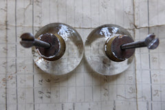 Two Small Vintage Clear Glass Drawer Knobs 1970s