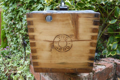 Restored Wood & Brass High Level Toilet Cistern "Arno" - Wax Pine Finish