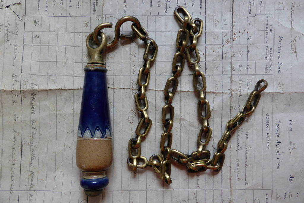 Antique Doulton & Lambeth High Level Toilet Cistern Pull with Brass Chain