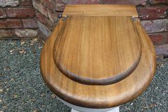 Antique Wooden High Level Toilet Seat + Lid - Medium Oak