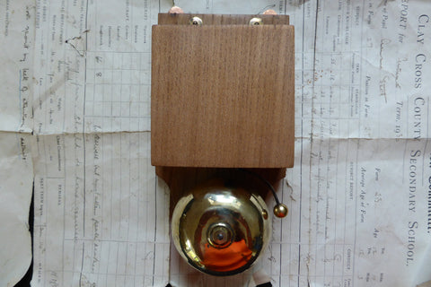 Restored Vintage Wood & Brass Electric Doorbell - 6 - 12 volts