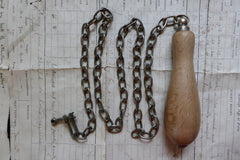 Antique Wood and Brass High Level Toilet Cistern Pull + Chain
